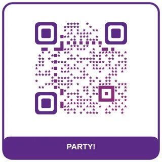 QR-Code-Vorlage Konfetti: Bunter Verlauf für Kindergeburtstag