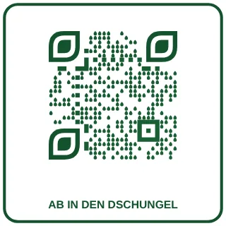 QR-Code-Vorlage Regenwald: Tropfen in Dschungelgrün