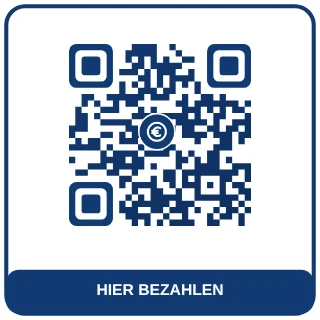 QR-Code-Vorlage Bezahlen: Dunkelblau mit Münze, für PayPal.me oder Spendenlink