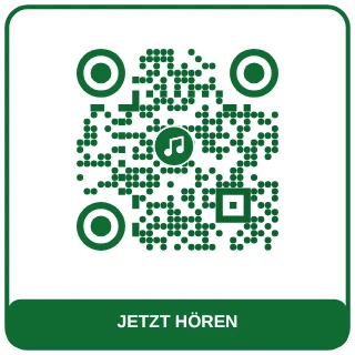 QR-Code-Vorlage Musik Grün: Sattes Grün mit Notensymbol für Playlist oder Song