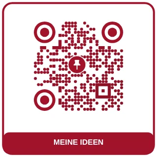 QR-Code-Vorlage Ideen-Pinnwand: Tiefes Rot mit Reißzwecke, für Pinterest-Pinnwände