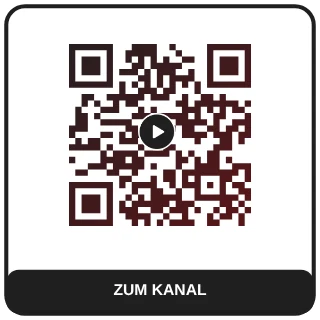 QR-Code-Vorlage Videokanal Nacht: Dunkles Anthrazit mit rotem Verlauf und Play-Symbol