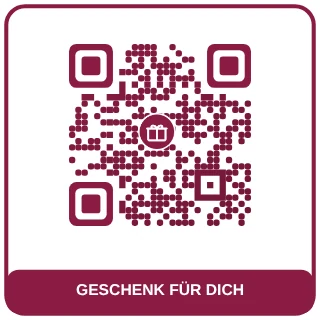 QR-Code-Vorlage Geschenk für dich: Beerenrot mit Geschenk, für Gutscheine und Überraschungen