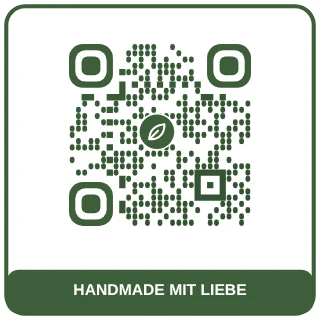 QR-Code-Vorlage Handmade: Salbeigrün mit Blatt, natürlich und ruhig