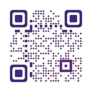 QR-Code-Vorlage Sparkle: Funkelnde Module in Violett