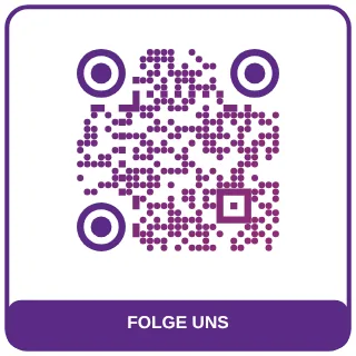 QR-Code-Vorlage Sunset Feed: Warmer Lila-Pink-Verlauf