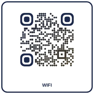 QR-Code-Vorlage Hotel: Dunkelblau mit Goldverlauf